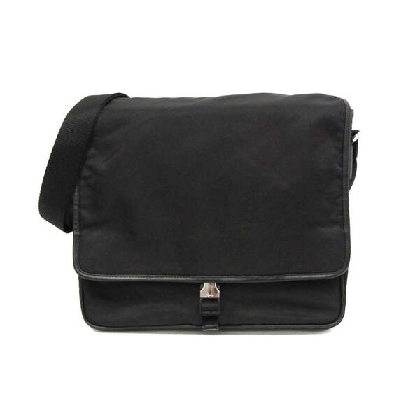 PRADA Black Leather Messenger Shoulder Bag